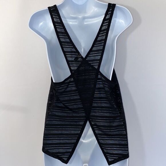Onzie Sheer Black Cropped Tank Top Crossover Back - Picture 6 of 14